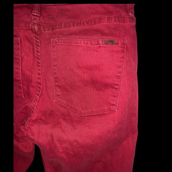 Lauren Ralph Lauren Red Skinny Jeans Size 8 Mid Rise Stretch Denim Pants - Picture 7 of 12